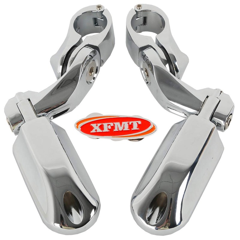 XFMT Chrome 1 1/4" 32MM Short Angled Footpegs Highway Engine