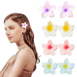 Pack of 8 Flower Hair Clips, Hair Clip Flower Hawaiian Hair Clip Flower for Women Large Flower Hair Clip Colourful Flowers Hair Clips Hibiscus Flowers Clip for Girls Thick/Thin Hair