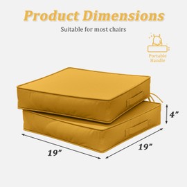 Snubbull Outdoor Chair Cushions 19 X 19 X 4 Inch Patio Furniture Cushions Waterproof & Fade Resistant Outdoor Cushions for Patio Furniture with Handle & Adjustable Straps Set of 2