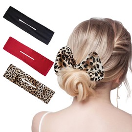 3 Pieces Deft Fashionable Twister Hair Curler for Effortless Buns - Bow Maker, French Twist Easy Hairstyle for Women & Girls (Black, Red, Leopard)