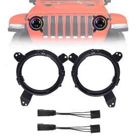 YEEG DIRECT Wrangler JL Round Headlight 9 Inch Mounting Brackets All-Directional Adjustment Replacement with Adapter Harness for 2018 2019 2020 2021 2022 2023 2024 Wrangler JL JLU Gladiator JT