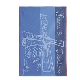 Coucke Moulin Rouge Rouge Blue French Cotton Jacquard Towel, 20" x 30", 100% Cotton
