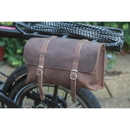 London Craftwork Large Bicycle Bag Genuine Leather Saddle/Handlebar/Frame Bag Vintage Brown XL-RAW
