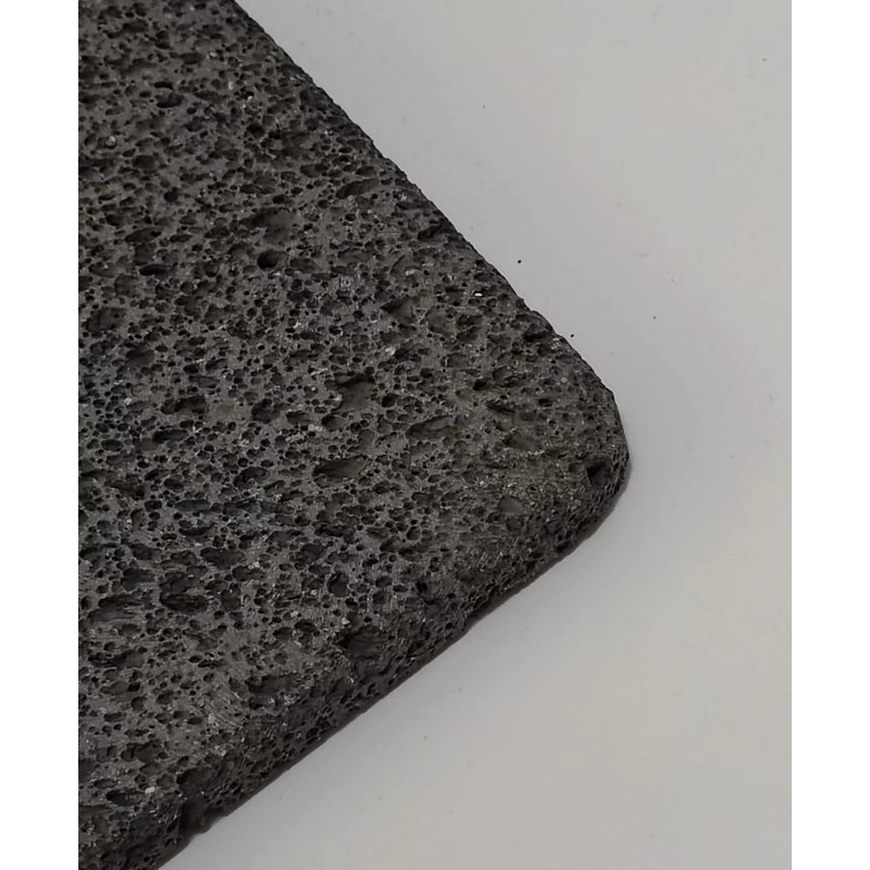 Volcanic stone cooking tile, flat surface without groove, rounded corners,