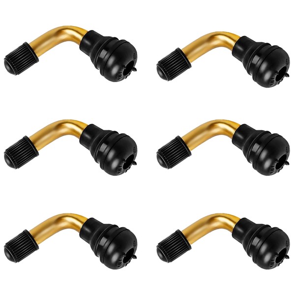 sdhiiolp Pack of 6 90 Degree Valve Extension, Tyre Valve Angle Valve, Flexible Rubber Tyre Valve Extension, Brass Snap-in Car Valve Adapter, Scooter Valve for Car, Motorcycle, Bicycle, Scooter