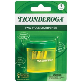 Ticonderoga Premium Yellow Green Pencil Sharpener 2 Hole Ergonomic Design Made in Germany