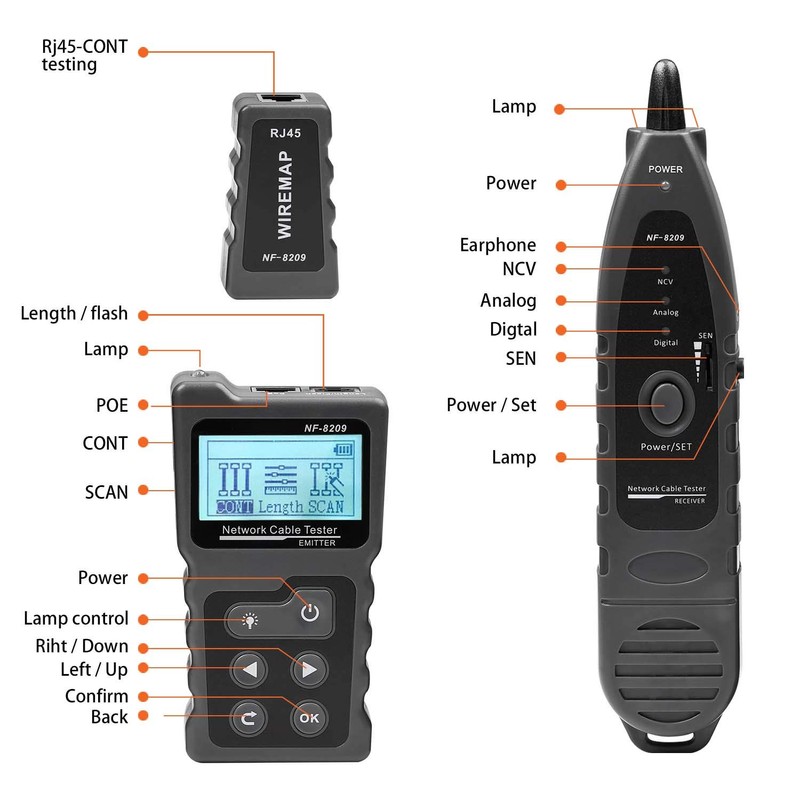 KOLSOL Network Cable Tester, Ethernet Wire Tracer with NCV &