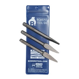 Bowers Tool Co. 3pc 5/32 Diamond 1/4in Cape and Round Chisel Set w Pouch MADE IN USA