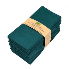 85% Cotton 15% Linen Dinner Cloth Set of 12 Napkins for Everyday Use Over Sized Easter Special Mitered Corners Napkins, Pre Shrunk Good Absorbency Ultra Soft Quality 18x18 Inch (Teal)