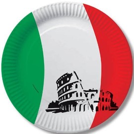 DH-Konzept 10 Plates * Italy * for Party and Birthday Paper Plates Party Party Fete Set Italy Italian Night Green White Red