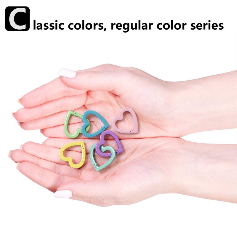 CARAGO Metal Spring Heart-Shaped Lock Keychain, 26mm Diameter Clip Trigger