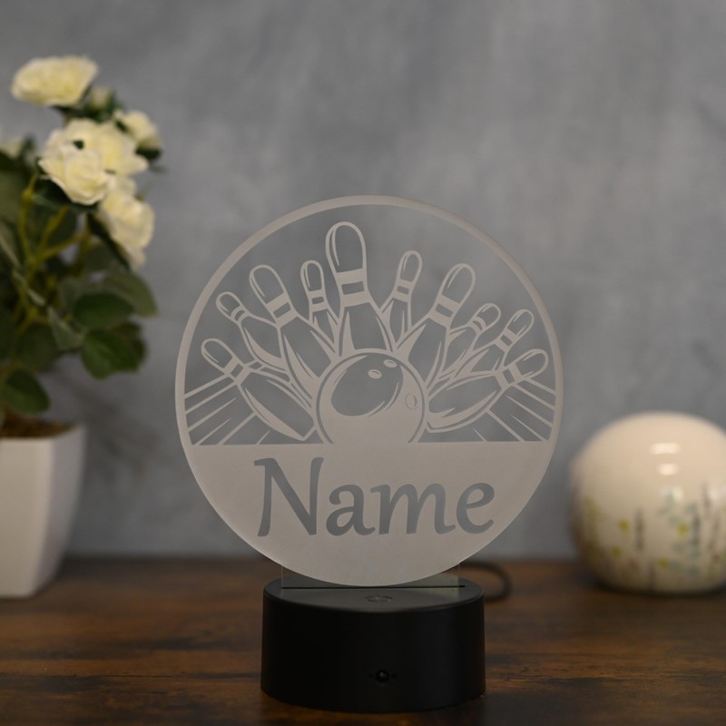 Optechvisual Personalisierte Bowling LED Lampe – Geschenk zum Geburtstag für