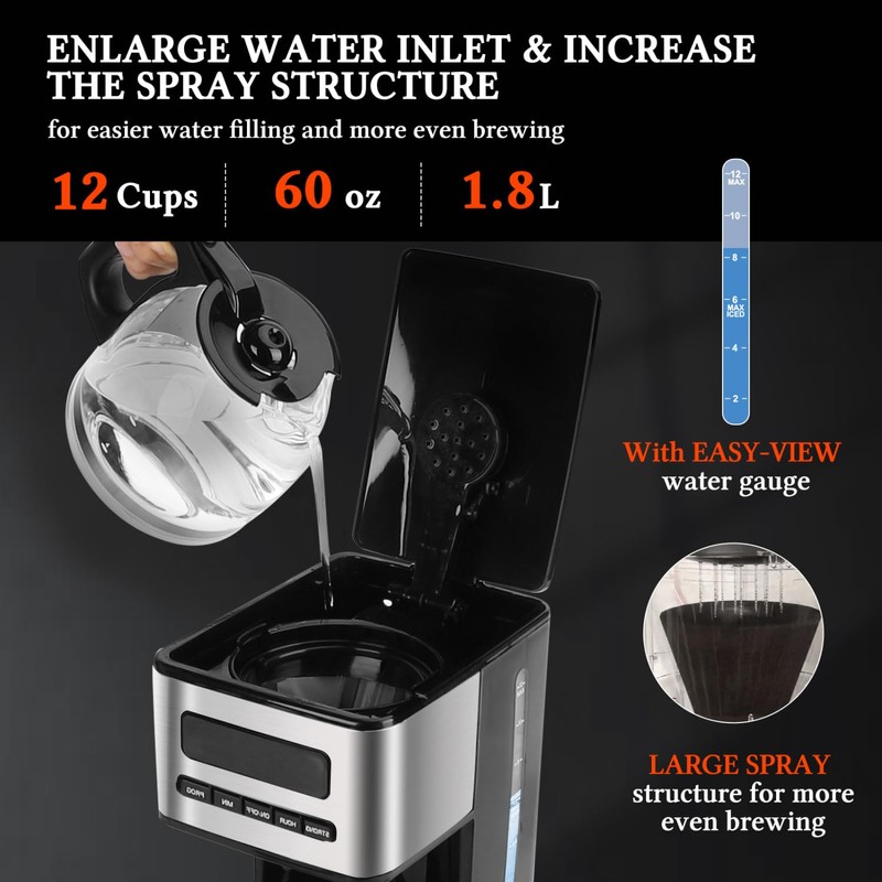 Taylor Swoden Programmable Coffee Makers 12 Cup, Hot and Iced