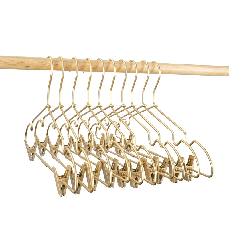 Koobay 12.5" Gold Metal Baby Clothes Clips Hanger Children Kids