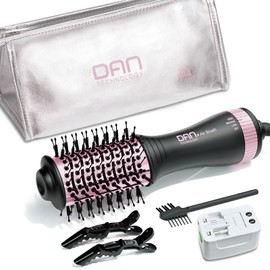 DAN Dual Voltage Hair Dryer Brush, Auto Dual Voltage 110V-120V/220V-240V Travel Hair Dryer Brush,Small Hot Air Brush with Multifunctional Conversion Plug,4 in 1 Blow Dryer Brush and Styler Volumizer