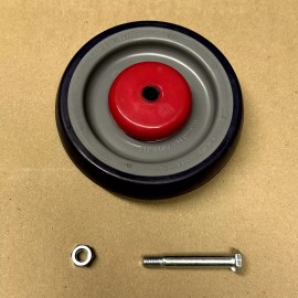 P&H Casters Shopping Cart Wheel Soft Rubber Blue on Gray, Bolt & Nut (Set of 4)