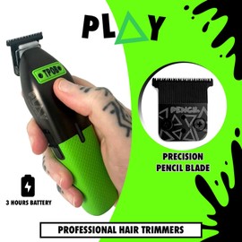 TPOB Play Professional Barber Hair Trimmer for Men 7000 RPM (Black + Green)