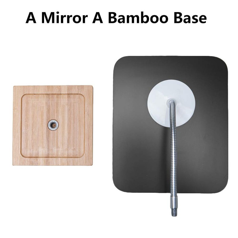 YEAKE Flexible Gooseneck Bamboo Vanity Makeup Mirror,360°Rotation 8" Large Frameless,