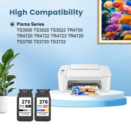 Yongairuink PG-275XL CL-276XL Replacement for Canon 275 and 276 Ink Cartridges Black Color Combo Pack for TS3722 TR4700 TR4720 TS3700 TS3522 TR4722 TS3500 TS3700 TS3522 Printer, 2-Pack PG275 XL CL276