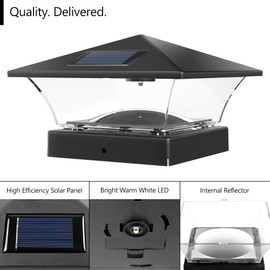 Davinci Lighting Classic Solar Outdoor Post Cap Lights - 4x4 5x5 6x6 - Bright LED Light for Fence Deck Garden or Patio Posts - Slate Black (1 Pack)