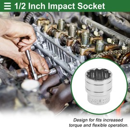Motoforti Universal Impact Socket Hardware Tool 42mm Durable Chrome Vanadium Steel Silver Tone 1 Pcs 12 Point 30mm for Car Motorcycle Dirtbike 1/2 Inch Drive