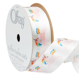 Offray 250516 5/8" Wide Single Face Satin Craft and Decorative Pride Ribbon, 9-Foot Spool, Unicorn Rainbow