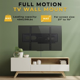 Lutema Full Motion Articulating TV Wall Mount Fits Most 37"- 70" Up to 99 lbs +20 Tilt / 75-460mm Distance to Wall/VESA 600 * 400mm