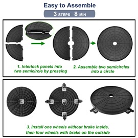 NOAMOO 16 Inch Plant Caddy with Wheels Outdoor Indoor, Large Rolling Plant Stand for 500lb Heavy Duty Flower Pots, Round Plant Rollers Lockable Potted Planter Dolly, Black