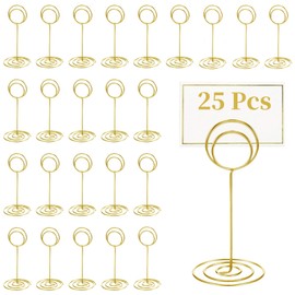 25 Pcs Soportes para Números de Mesa, SHANDABULIU Soporte para Tarjetas, 3.35 Pulgadas Soportes Forma Redonda Tarjetas de Números de Mesa, para Bodas, Fiestas de Aniversario, Oficina, Papel (Dorados)
