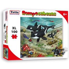 Totte Rompecabezas 100 Piezas XXL | Piezas Extra Grandes, Gruesas y Durables | Diseñado para Uso Infantil (Familia de Orcas)