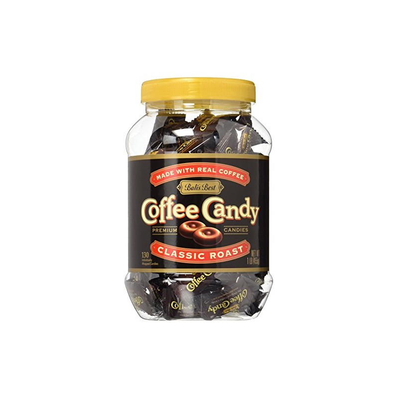 Bali's Best Coffee Candy, 1 Pound Jar, Individually Wrapped Hard