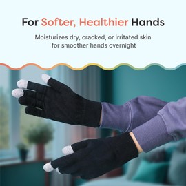 ZenToes Moisturizing Gloves for Dry Hands and Eczema, Gel Infused with Jojoba Seed Oil, Olive Oil and Vitamin E, Overnight Hand Moisturizer (Large, Cotton Black)