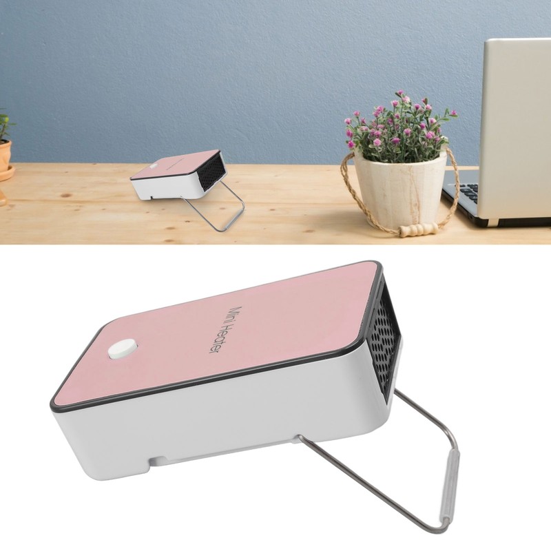 Mini Space Heater Pink Fast Heating Rotatable Holder Anti Slip