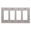 Leviton 4-Gang Decora Wallplate, Standard Size, Non-Magnetic Stainless Steel, 84412-40