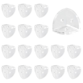 MOROBOR Acrylic Corner Brackets 16 Pieces Clear 3 Holes Rounded Right Angle Joint Bracket Shelf Support Corner Braces for Acrylic Display Boxes (23mm x 23mm)