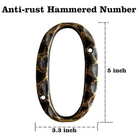 5-Inch House Numbers & Letters -Cast Iron Anti-Rust Mailbox Numbers-Address Number for Home, Office, or Business/Bronze/Number 0