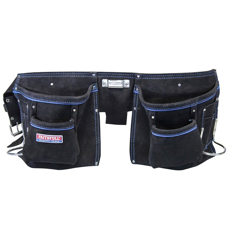 Faithfull 10 Pocket Black Suede Leather Double Tool and Nail