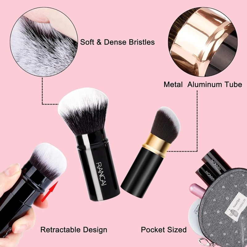 Pack of 2 Powder Makeup Brushes Retractable Brush for Blush
