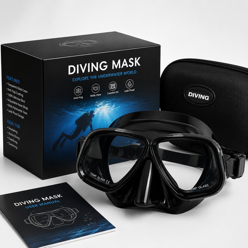 Two-Window Snorkel Diving Mask for Adults – Wide View Anti-Fog