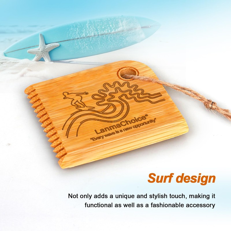 Lanmachoice Surf Wax Comb - Bamboo Surfboard Wax Scraper and
