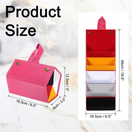 PATIKIL Travel Sunglasses Organizer, 5 Slot Foldable Sunglasses Holder Leather Sunglass Storage Organizer Case Portable for Multiple Glasses Organization, Rose Red