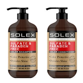 solex Color Care Shampoo and Conditioner Set for Color Treated Hair - Sulfate & Paraben Free - Maintain Vibrant Color - Color Protection for All Hair Type, Vegan (2 pc. X 16.9 Fl Oz / 500mL)