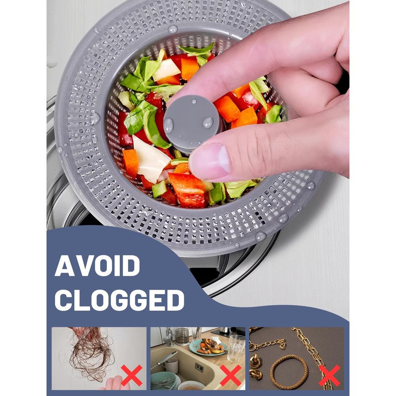 Upgraded Kitchen Sink Drain Strainer and Stopper Set 304 Stainless