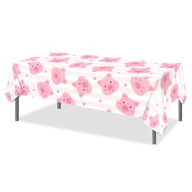 MOZUI Piggy Party Tablecloth Piggy Tablecloths Pink Pig Tablecloths Piggy Themed Party Decoration Supplies Disposable Plastic Tablecloth Piggy Table Covers for Piggy Birthday Decoration,54 x 87In