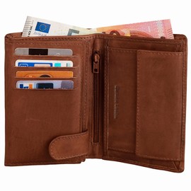 STILORD 'Logan' Wallet Leather Wallet Wallet Wallet Card Slot Leather, Cognac - Brown, coin purse