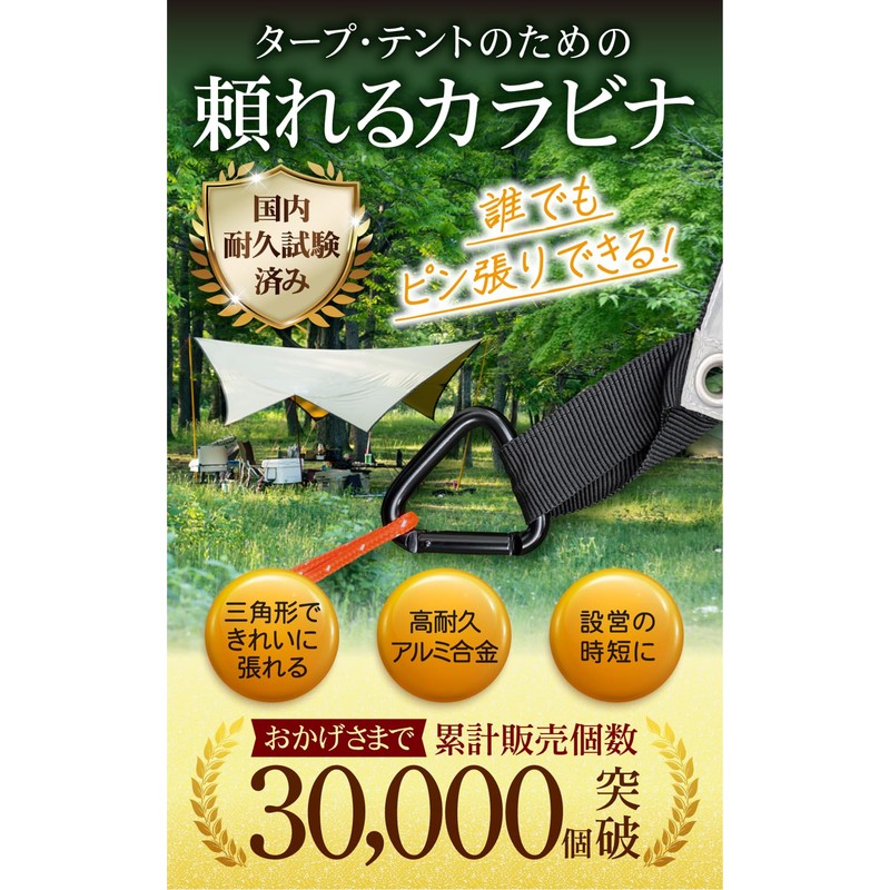 GreenWalker Triangular Carabiner, Set of 6, Tarp, Tent, Rope, Camping,