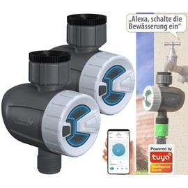 Royal Gardineer Bluetooth Solenoid Valve: Set of 2 Smart Programmable Irrigation Computers with BT & App (Irrigation Computer App Control, Garden Watering, Garden Hose)