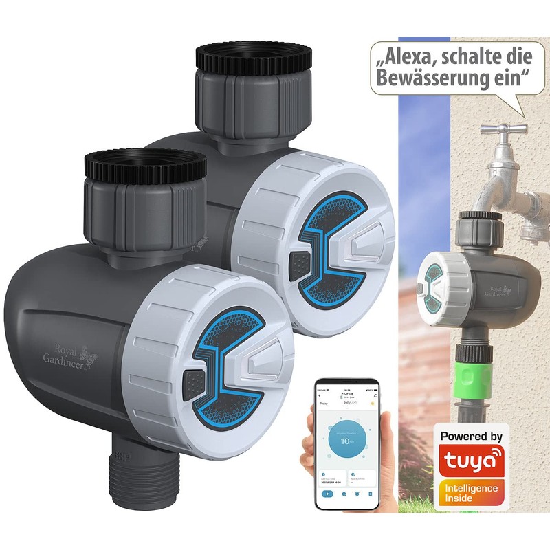 Royal Gardineer Bluetooth Solenoid Valve: Set of 2 Smart Programmable