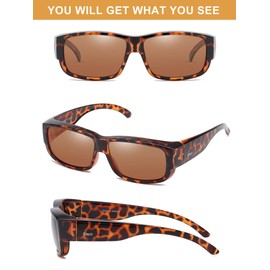 DUCO POLARISED OVERGLASSES Wraparound Fit Over Glasses for Myopia 8956 (Tortoise)