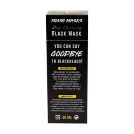 Miami Masks Blackhead Remover Bamboo Black Charcoal PeelOff Face Mask Anti-Acne Pore Minimizer Black head Remover Facial Mask All Skin Types Nose, Forehead Smoother Deep Cleansing Purifying (3 Pack)